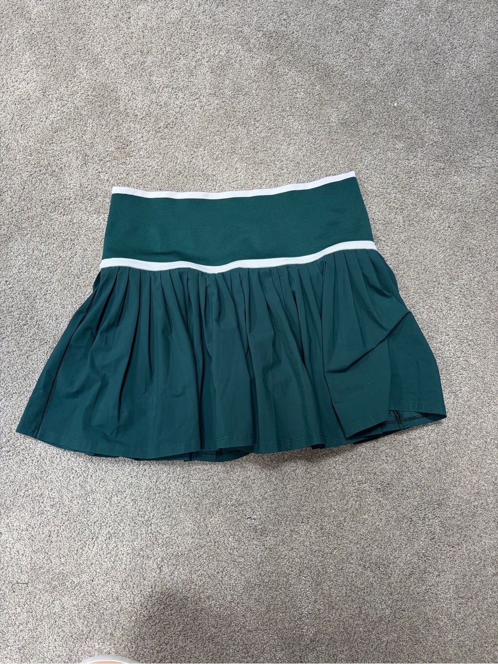 Calia Emerald Green Pleated A-Line Skirt with White Trim
